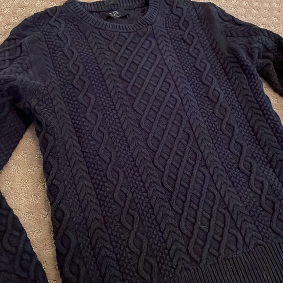 J.Crew Navy Cable Knit Fisherman Sweater (M) - Picture 3 of 4